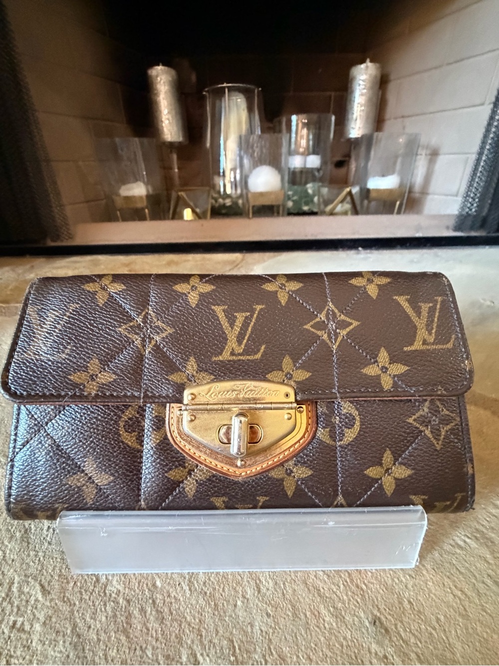 Louis Vuitton Monogram Quilted Brown Wallet with Gold Hardware